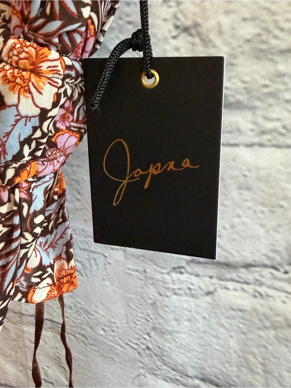 Japna Brown Floral Tie-Shoulder Camisole with Orange & Pink Accents Small NWT